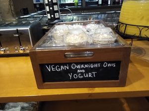 Vegan overnight oats, the yogurt wasn't vegan at Bistro 72 in Riverhead