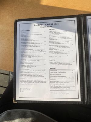 Menu at Paliottis Westside in Maple Ridge