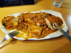 Butternut squash ravioli with coconut Cajun rosé sauce at Paliottis Westside in Maple Ridge