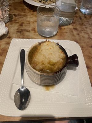 Vegan French onion soup  at Paliottis Westside in Maple Ridge