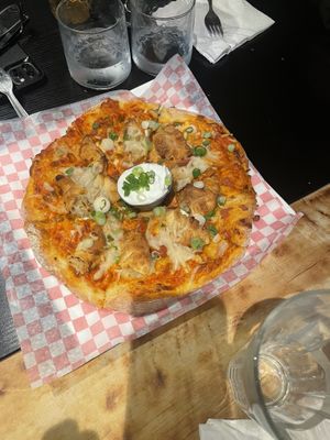 Vegan pierogi pizza  at Paliottis Westside in Maple Ridge
