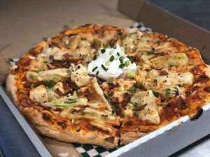 Perogie pizza  at Paliottis Westside in Maple Ridge