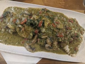 Vegan ravioli with pesto at Paliottis Westside in Maple Ridge