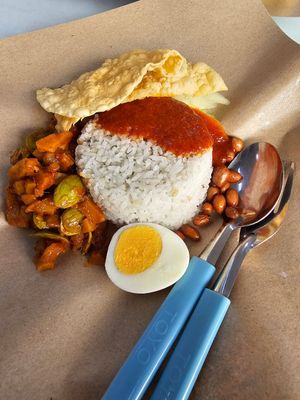 Sambal Petai Sotong Nasi Lemak from Fat Boy Vegetarian stall. at Restoran Greenhouse Garden 蔬境缘 in Johor Bahru