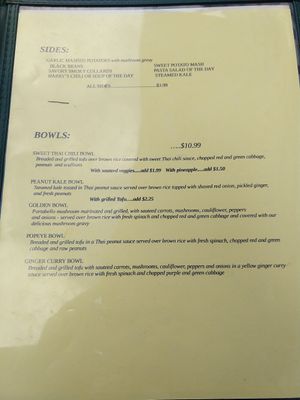 Menu October 2021 at Sluggo's North Vegetarian Cafe in Chattanooga