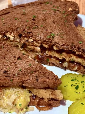 Little Steppenwolf (aka Reuben) with house-made seitan  at Sluggo's North Vegetarian Cafe in Chattanooga