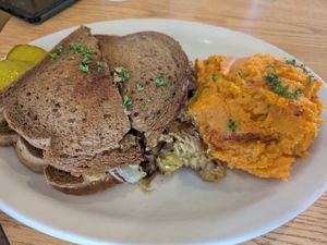 Little Steppenwolf with sweet potato mash at Sluggo's North Vegetarian Cafe in Chattanooga