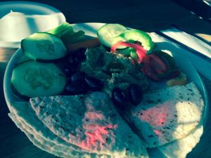 Hummus plate at Sluggo's North Vegetarian Cafe in Chattanooga