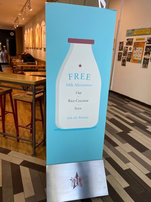 Advertising their range of non-dairy milks at Pret A Manger in South Mimms