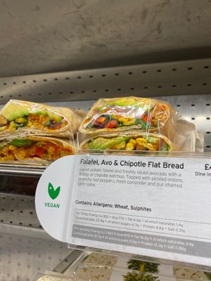 
Falafel avocado and Chipotle flatbread at Pret A Manger in South Mimms