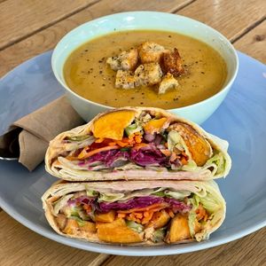 Soup and a wrap at Found in Brighton