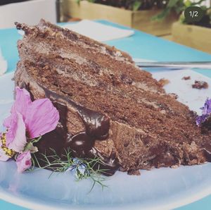 Vegan chocolate cake   at Found in Brighton