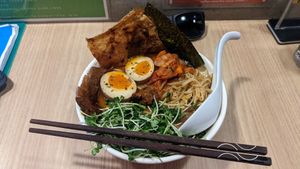 Dan Dan, plus the all star toppings, and the vegan char siu (very recommended) at Vege-ro in Hanoi