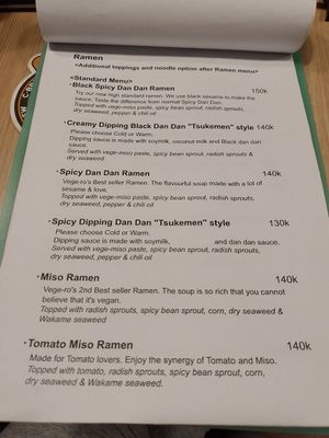 Menu Part. at Vege-ro in Hanoi