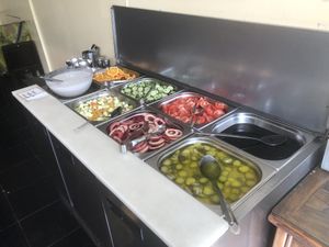 The salad bar  at Su Vegan Buffet in West London