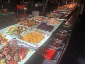 The buffet from the cold end  at Su Vegan Buffet in West London