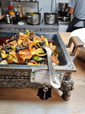 Dry spicy wok at Su Vegan Buffet in West London