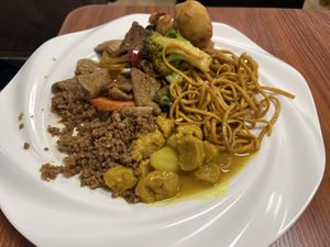 Partners first plate  at Su Vegan Buffet in West London