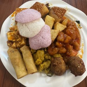 Just being greedy for plate 3  at Su Vegan Buffet in West London