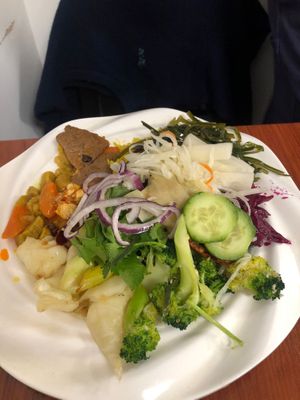 My comrades first plate at Su Vegan Buffet in West London