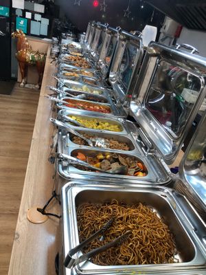 The hot buffet (not all of it!) at Su Vegan Buffet in West London