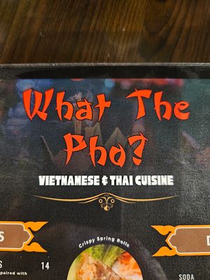 Menu cover at What The Pho in Wilton Manors