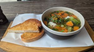 The chef is so accommodating here. The soup of the day wasn't vegan but he made this specifically for me upon my request. It's great. at Bizzy Beans Cafe in Cremorne