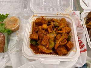 Lemongrass tofu  at Green Lotus in San Jose