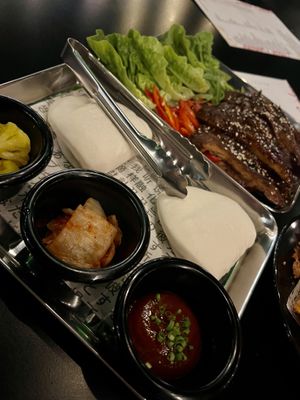 Bulgog, baos and condiments  at Double Rainbow Bar & Eating House in Perth