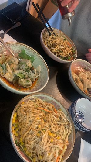 wontons and dan dan noodles  at Munchy Monk in Northbridge