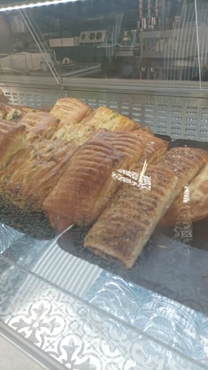 Vegan tuna and vegan soy pastry at Ca.fé Coffee House in Lisbon