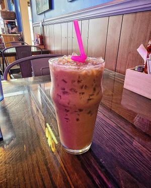 Iced Vanilla Latte with Oatmilk at ROOST in York