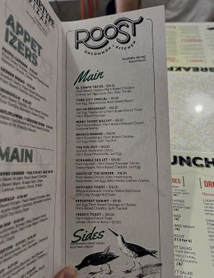 Menu  at ROOST in York
