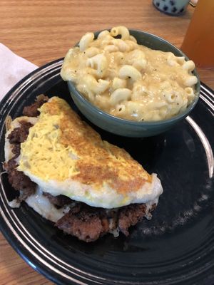 Vegan Cheeseburger Omlette w/ Mac at The Water Tree Cafe in Myrtle Beach