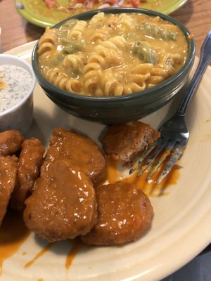 Vegan Buffalo Bites with Vegan Ranch & Mac n Cheese at The Water Tree Cafe in Myrtle Beach