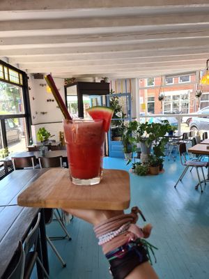 a fruicy full of fresh fruits and coconut water at Vegane Glorie in The Hague