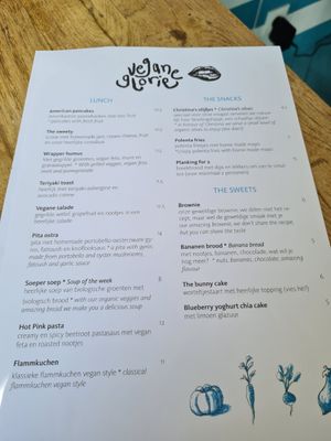 Lunch menu at Vegane Glorie in The Hague