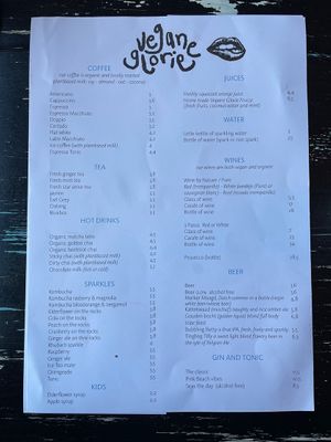 Menu  at Vegane Glorie in The Hague