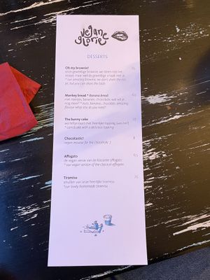 Dessert menu  at Vegane Glorie in The Hague