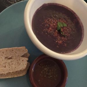 Purple carrot soup with coconut 💜 at Vegane Glorie in The Hague