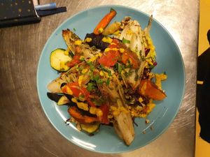 My middle daughter had the grilled chicory salad 🌱💗 at Vegane Glorie in The Hague