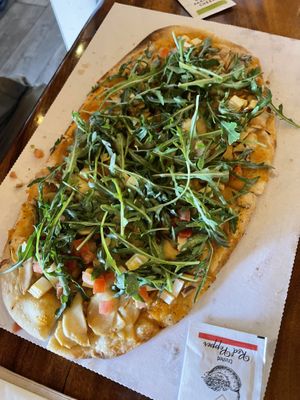 Vegan flatbread - small and expensive but tasty  at Ola Brew in Kailua Kona
