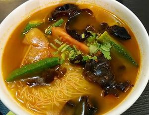 Tom Yum Vermicelli (request to exclude milk)  at Living Seed 翠园素食馆 in Kota Kinabalu