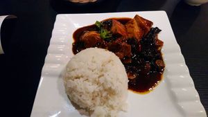 Gong Bao/Kong Pao Tofu (request for eggless/local tofu) at Living Seed 翠园素食馆 in Kota Kinabalu