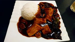 Kong Pao Tofu Rice at Living Seed 翠园素食馆 in Kota Kinabalu