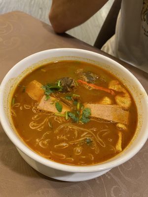 Small Laksa with large vermicelli noodles 10ringit  at Living Seed 翠园素食馆 in Kota Kinabalu