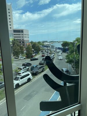 View from inside restaurant   at Living Seed 翠园素食馆 in Kota Kinabalu
