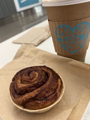 Cinnamon roll and mocha  at SFO - Amy's Drive Thru - T1 in South San Francisco