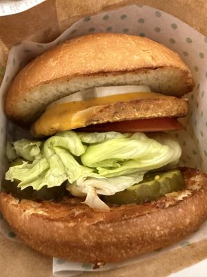 Single burger   at SFO - Amy's Drive Thru - T1 in South San Francisco