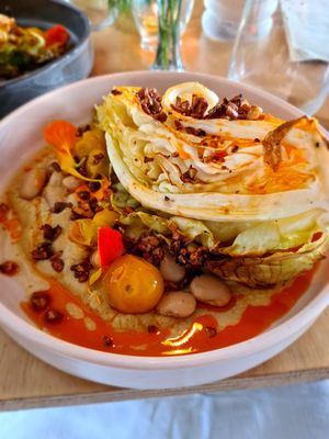 Cabbage, Artichoke, Yellow Tomato and Beans w/Paprika dip at Forest in Auckland